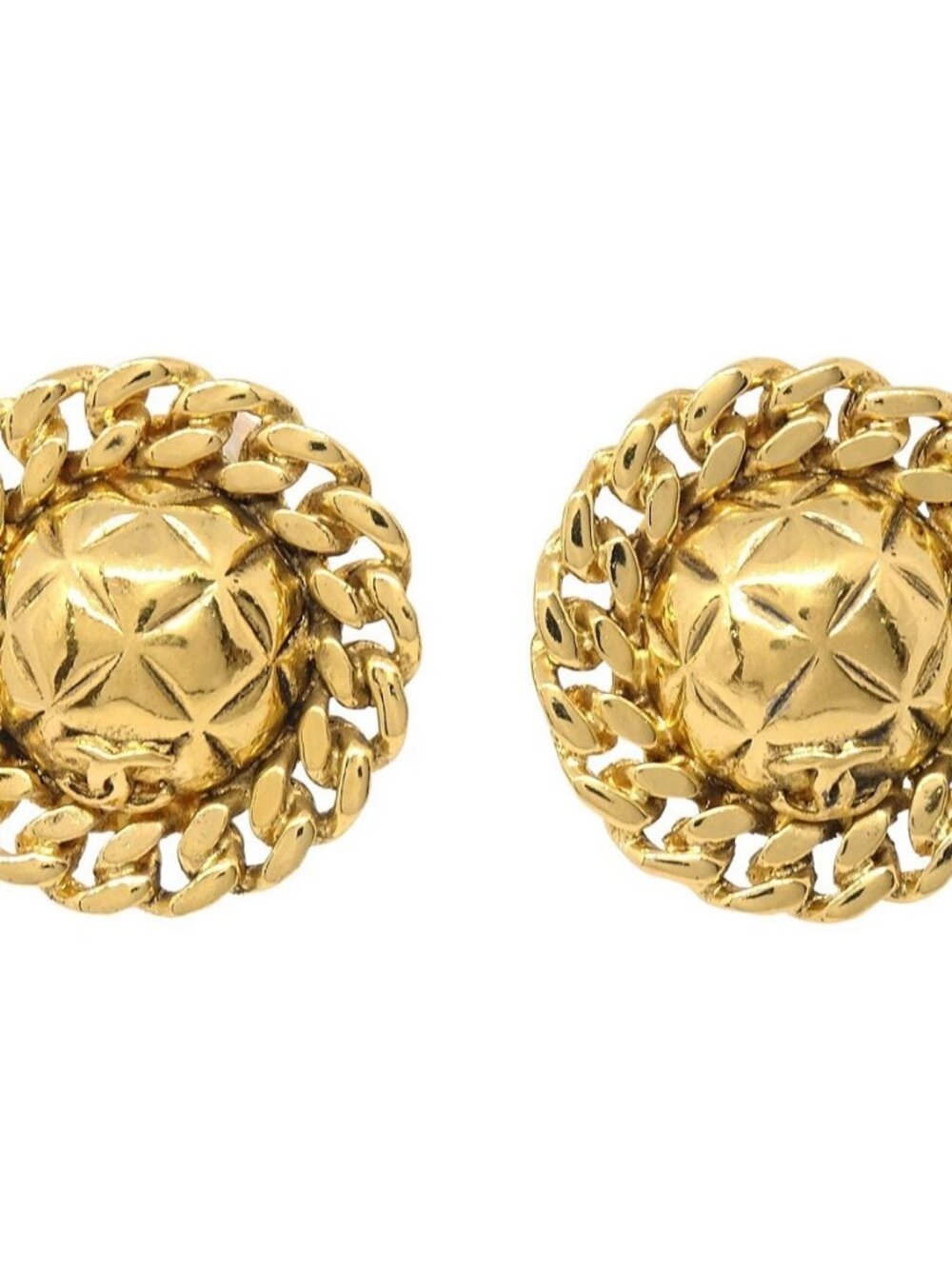 Chanel Button Clip-On Earrings Gold 197232